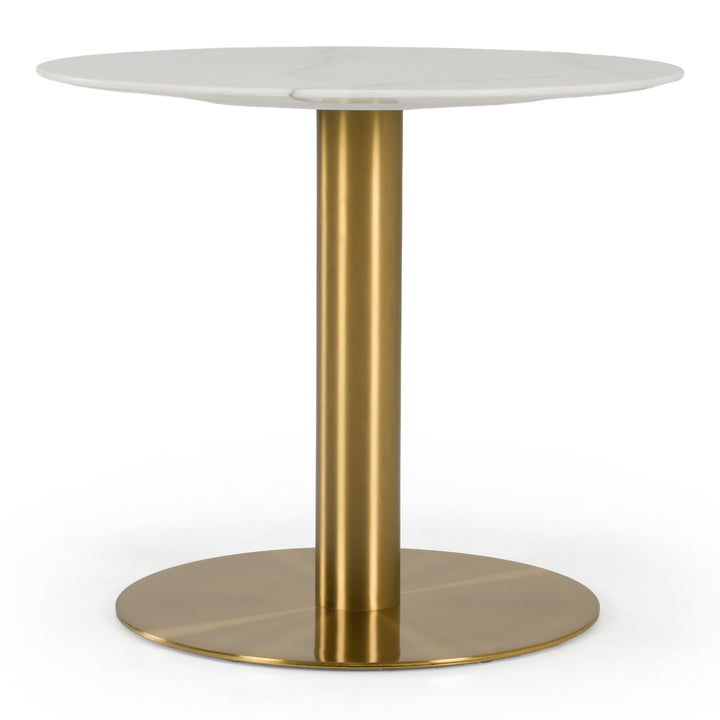 Fairway - Glam White Marble and Brushed Gold Tall End Table