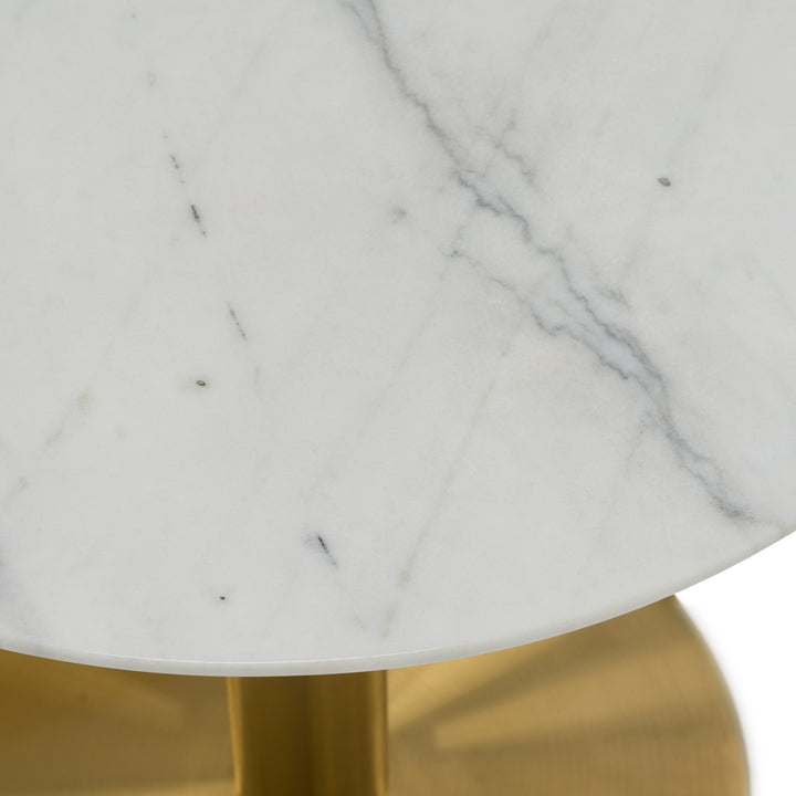Fairway - Glam White Marble and Brushed Gold Tall End Table