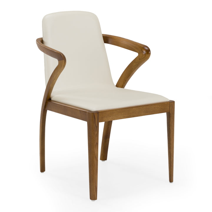 Falcon Mid-Century Walnut and Cream Dining Chair