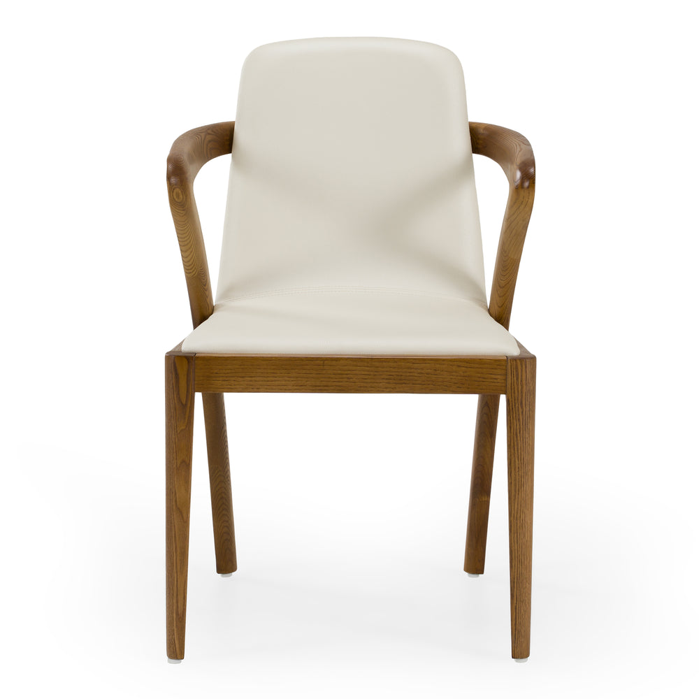 Falcon Mid-Century Walnut and Cream Dining Chair - View 2