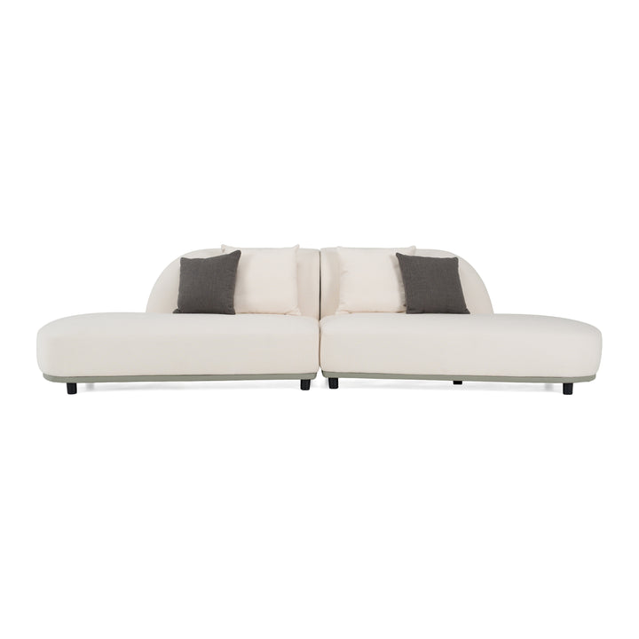 Falcone - Contemporary Off-White + Grey Bonded Leather Curved Sectional Sofa