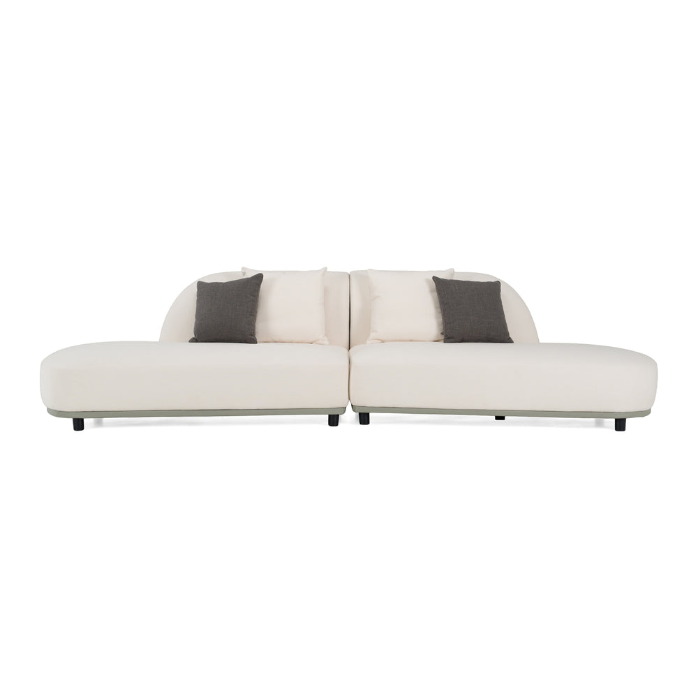 Falcone - Contemporary Off-White + Grey Bonded Leather Curved Sectional Sofa
