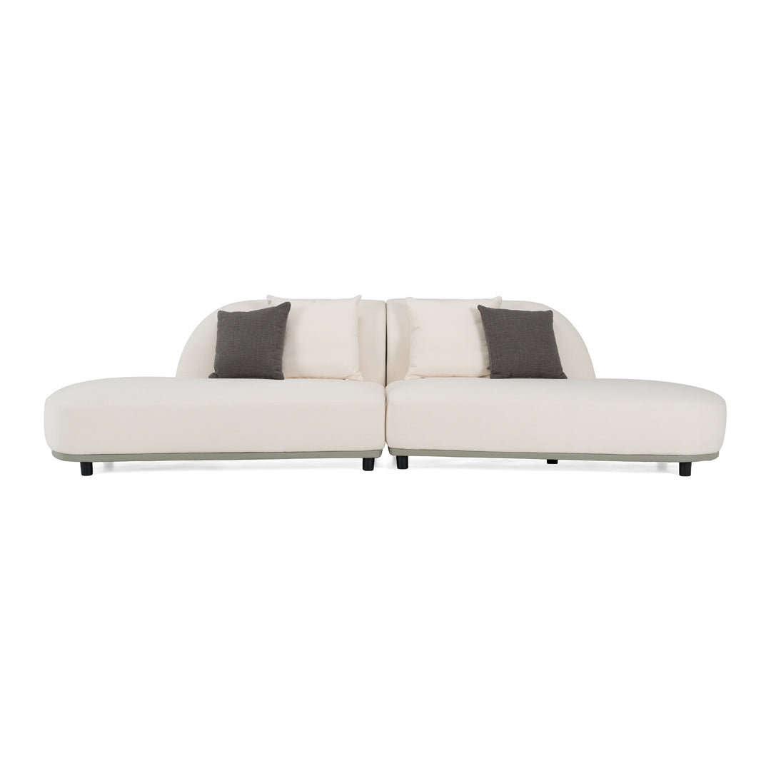 Falcone - Contemporary Off-White + Grey Bonded Leather Curved Sectional Sofa