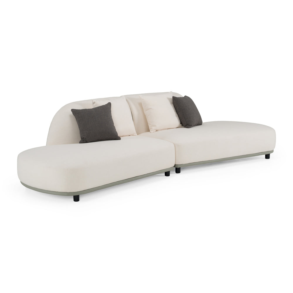Falcone - Contemporary Off-White + Grey Bonded Leather Curved Sectional Sofa - View 5