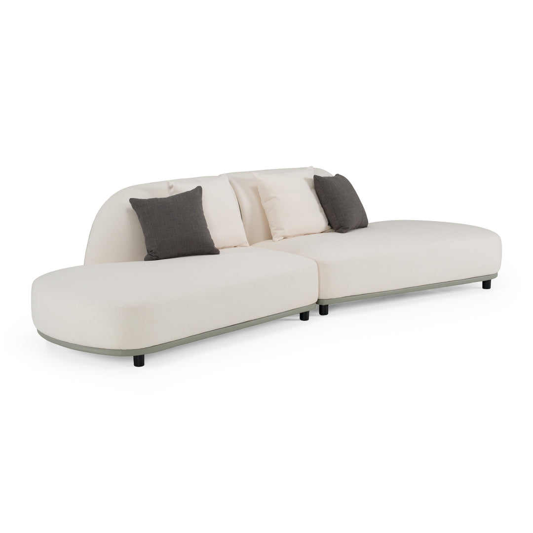 Falcone - Contemporary Off-White + Grey Bonded Leather Curved Sectional Sofa
