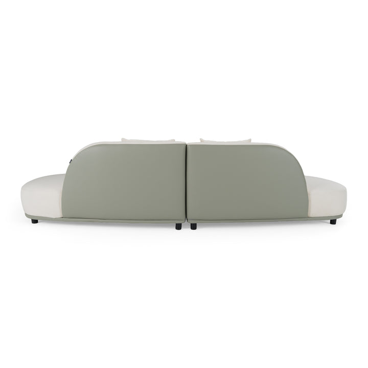 Falcone - Contemporary Off-White + Grey Bonded Leather Curved Sectional Sofa