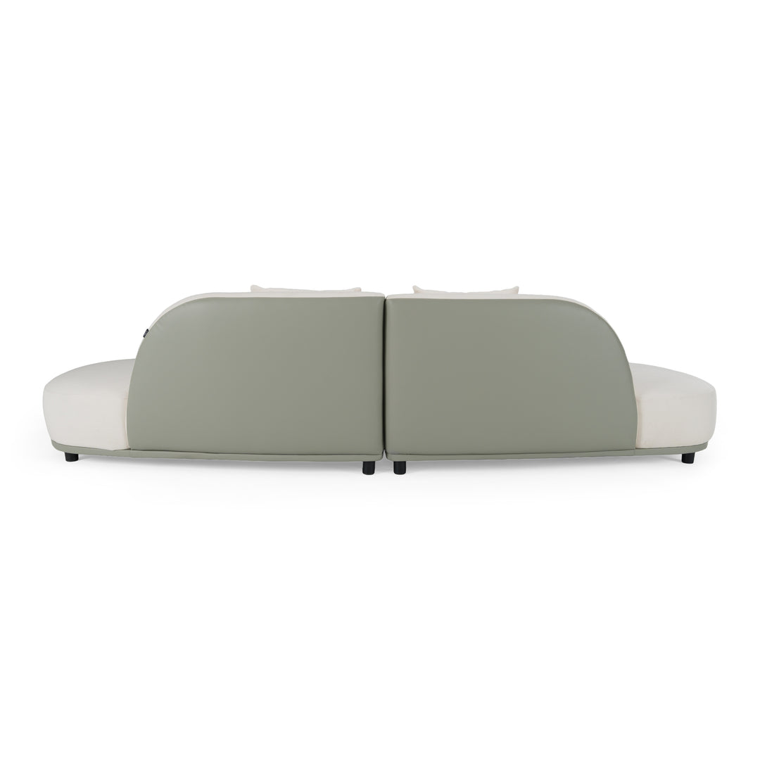 Falcone - Contemporary Off-White + Grey Bonded Leather Curved Sectional Sofa