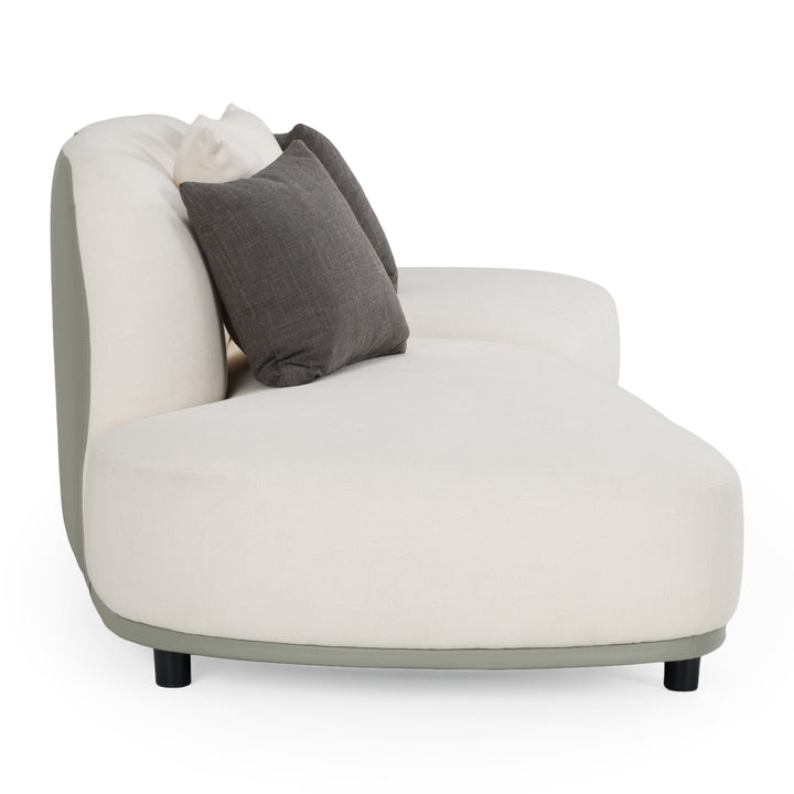 Falcone - Contemporary Off-White + Grey Bonded Leather Curved Sectional Sofa