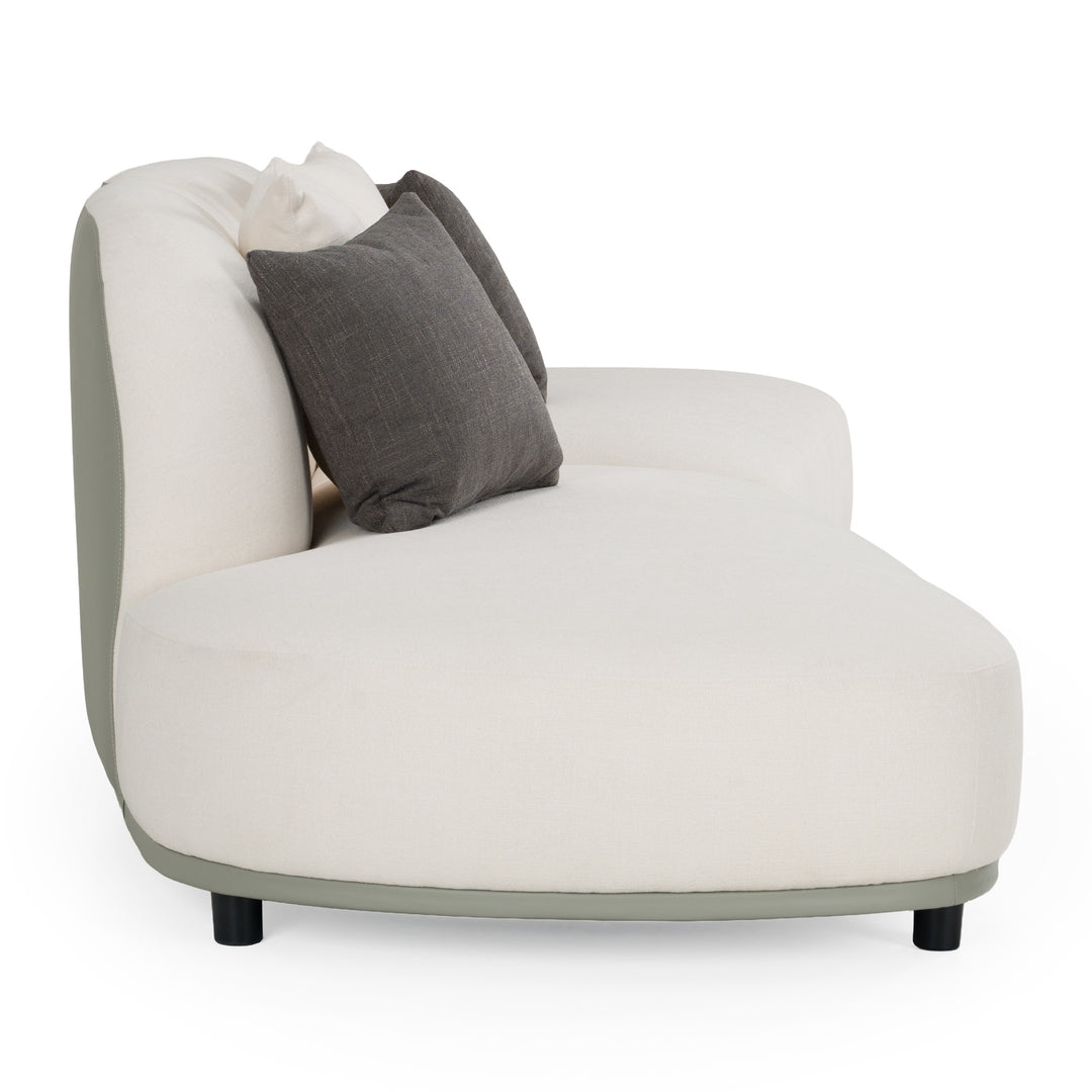 Falcone - Contemporary Off-White + Grey Bonded Leather Curved Sectional Sofa