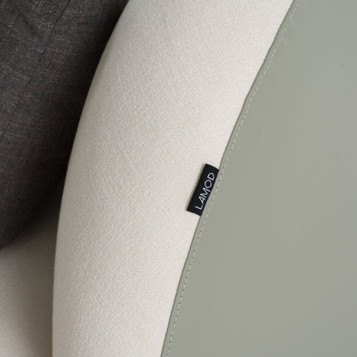 Falcone - Contemporary Off-White + Grey Bonded Leather Curved Sectional Sofa