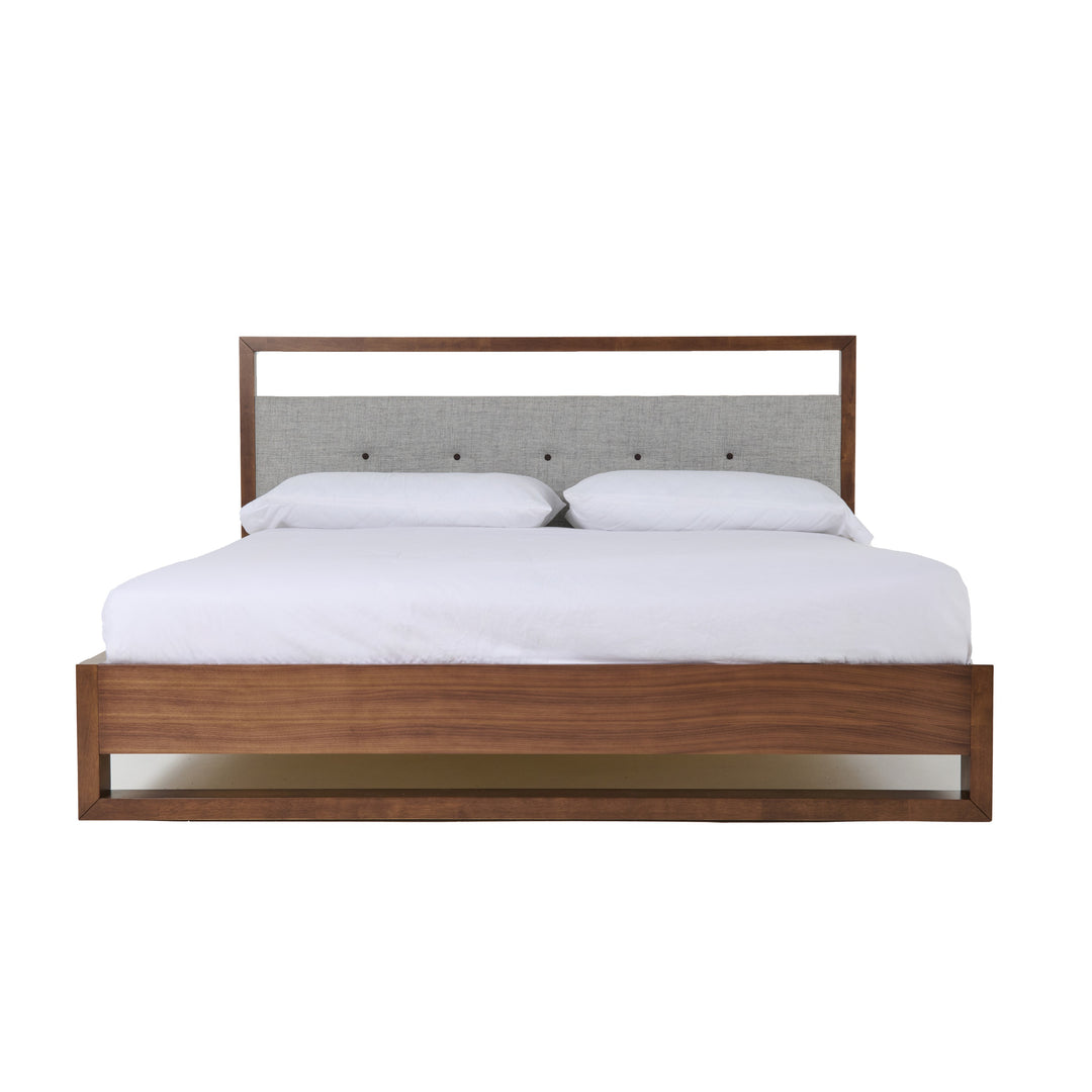 Eastern King Nova Domus Falcor - Modern Grey Fabric & Walnut Veneer Bed