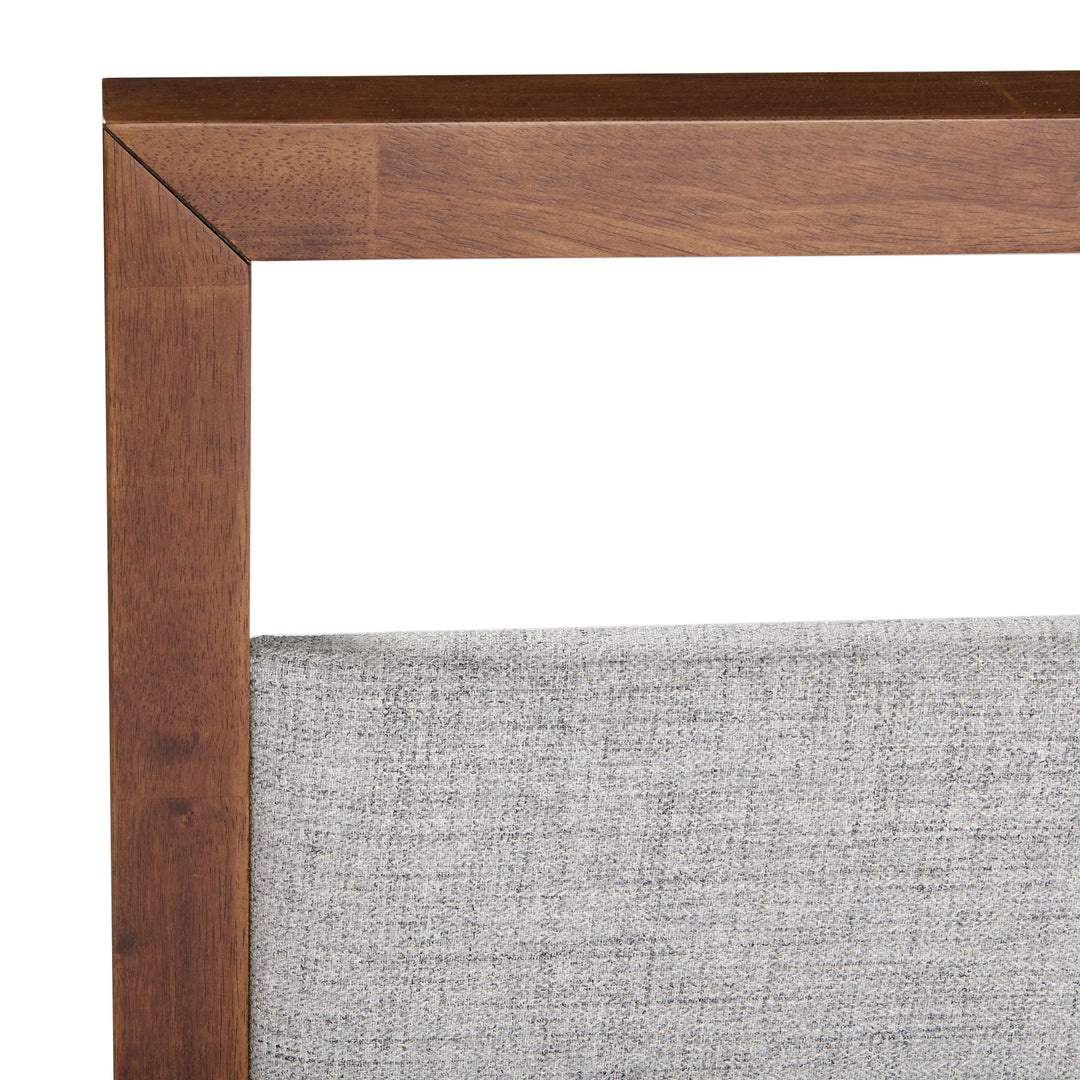 Falcor - Modern Grey Fabric & Walnut Veneer Bed