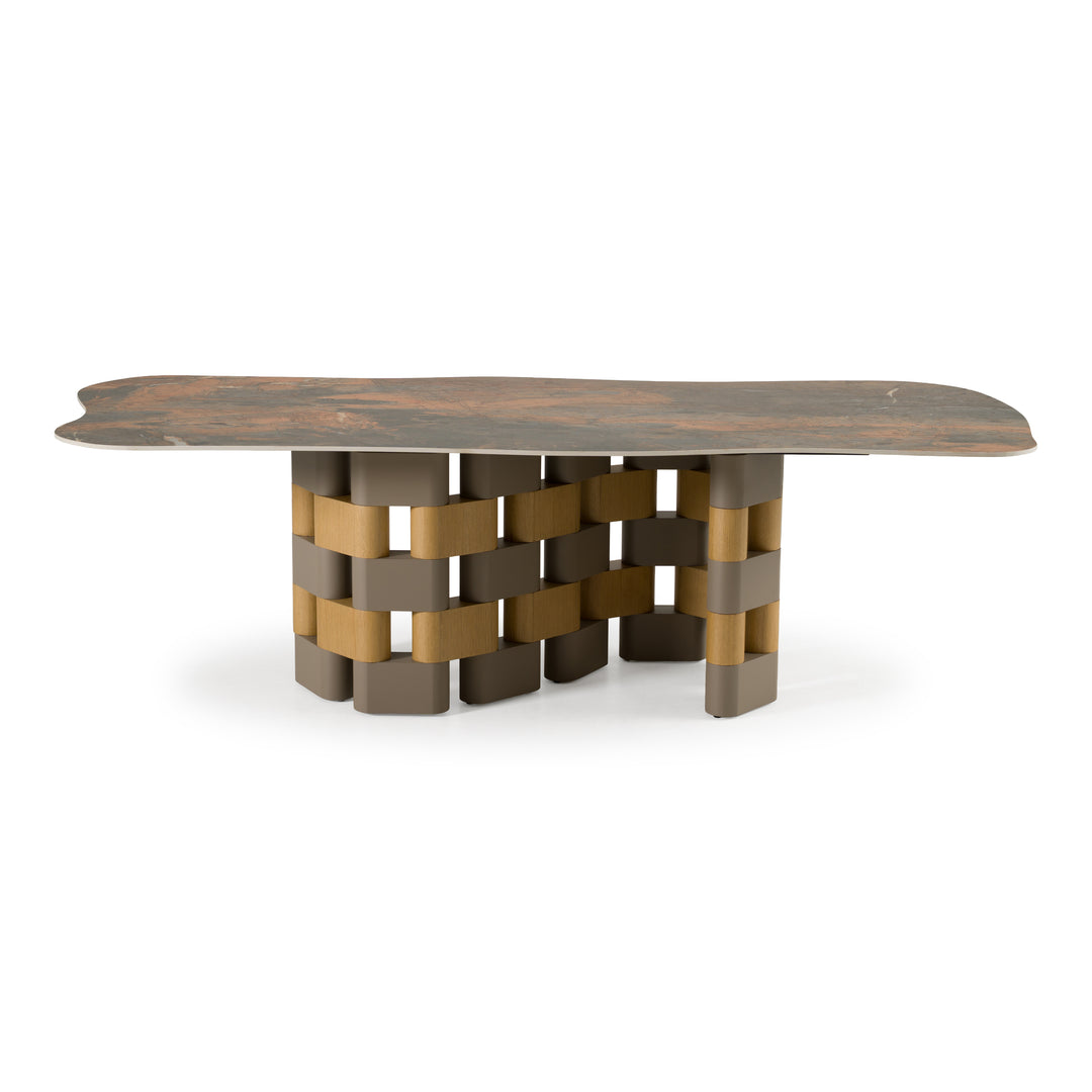 Falzone - Modern Ceramic + Wood Dining Table