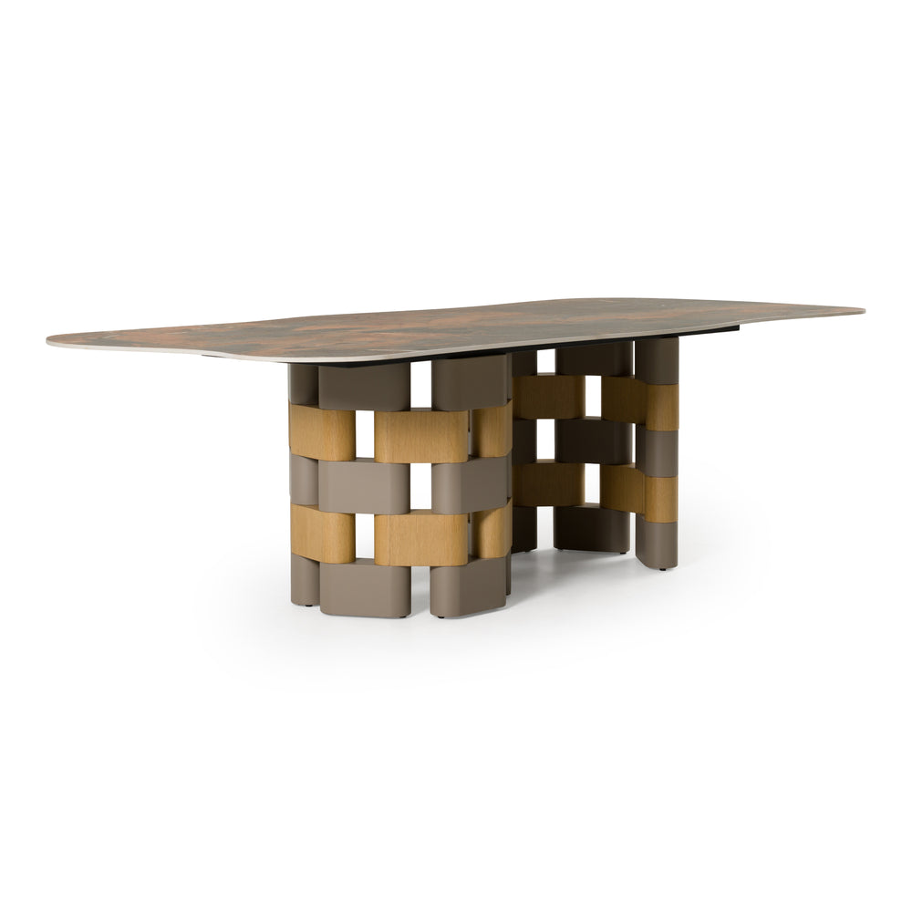 Falzone - Modern Ceramic + Wood Dining Table - View 4