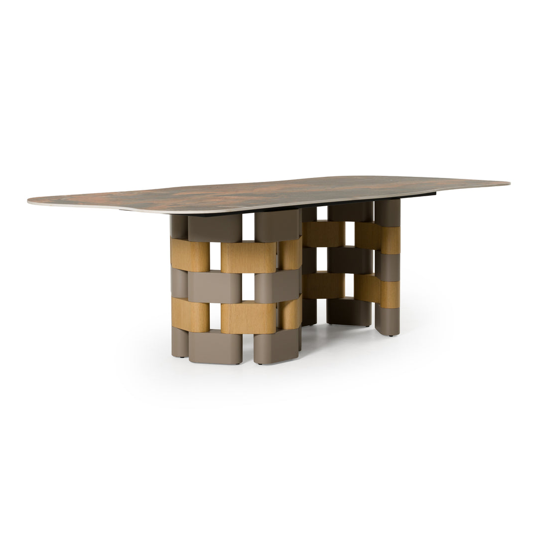 Falzone - Modern Ceramic + Wood Dining Table