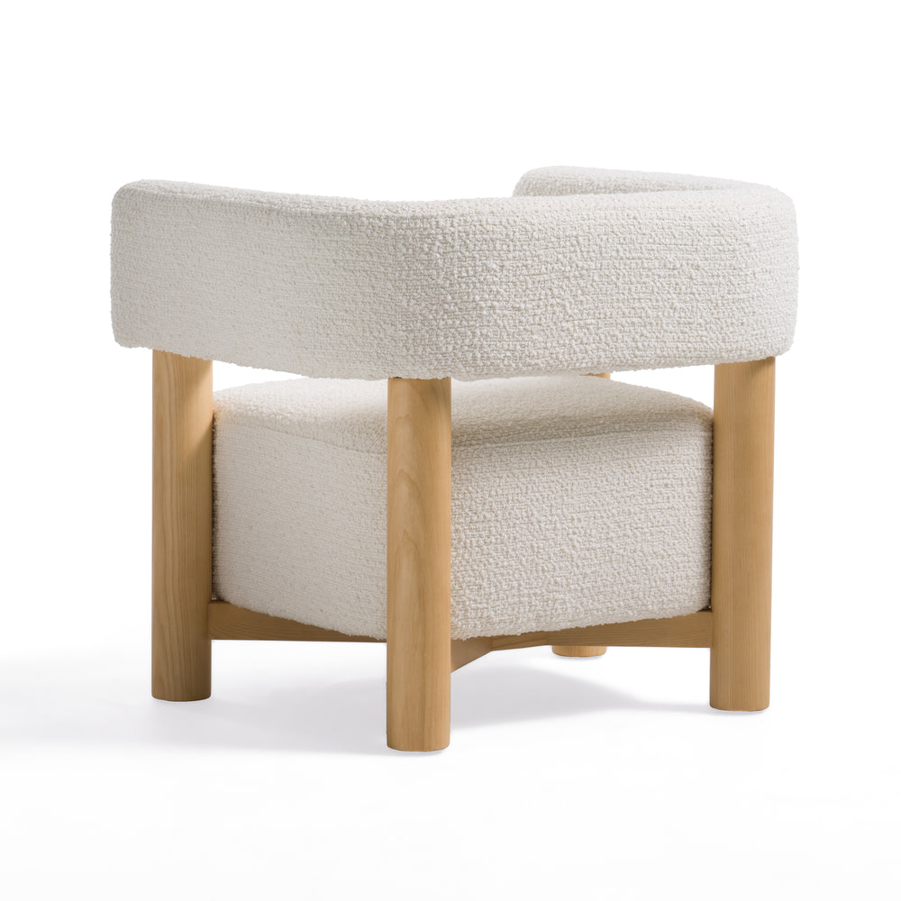 Fang - Modern White Fabric & Wood Accent Chair - View 5