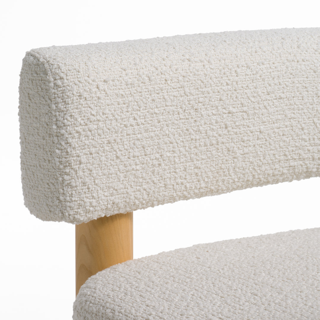 Fang  Modern White Fabric & Wood Accent Chair