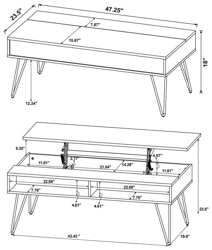 Fanning - Engineered Wood Lift Top Coffee Table - Golden Oak Coffee Table modern furniture Contempo Furniture