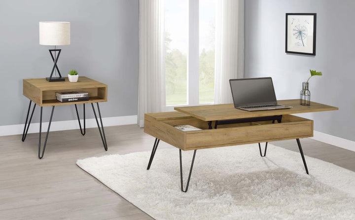 Fanning - Engineered Wood Lift Top Coffee Table - Golden Oak Coffee Table modern furniture Contempo Furniture