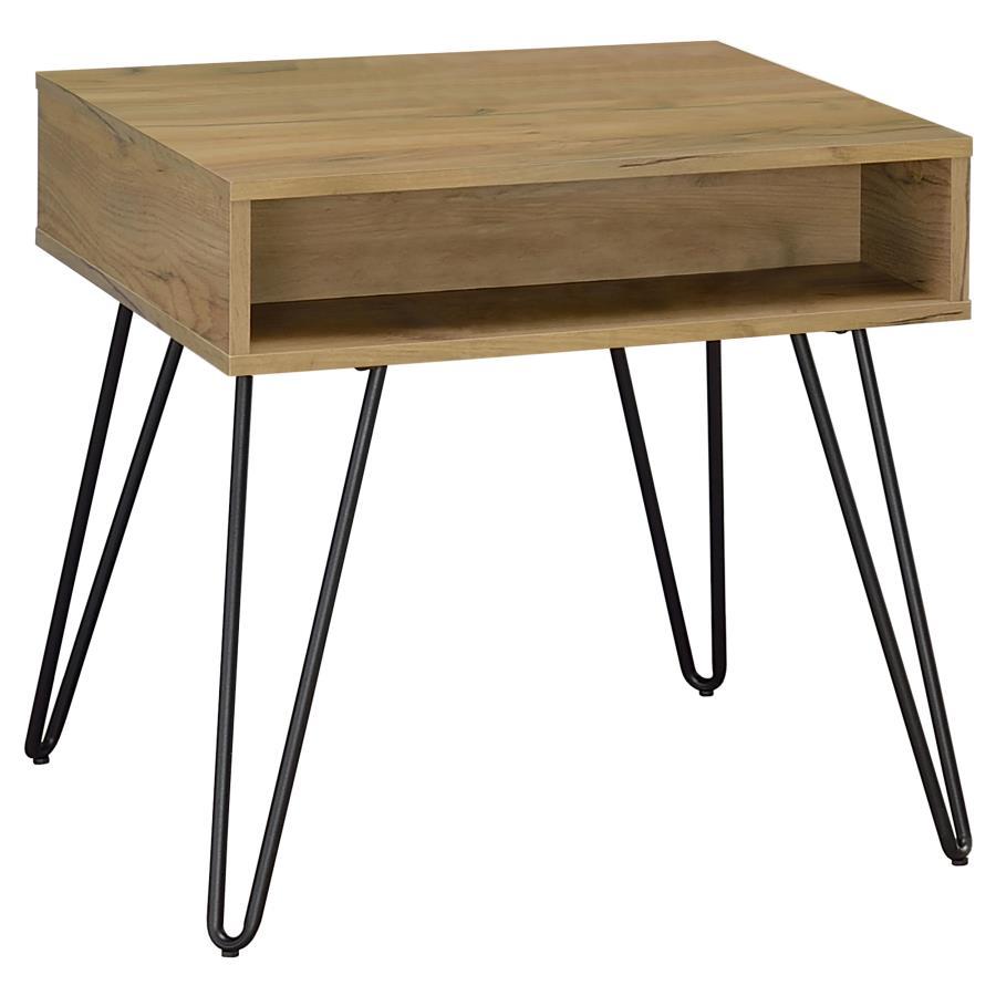 Fanning - Engineered Wood Side End Table - Golden Oak End Table modern furniture Contempo Furniture