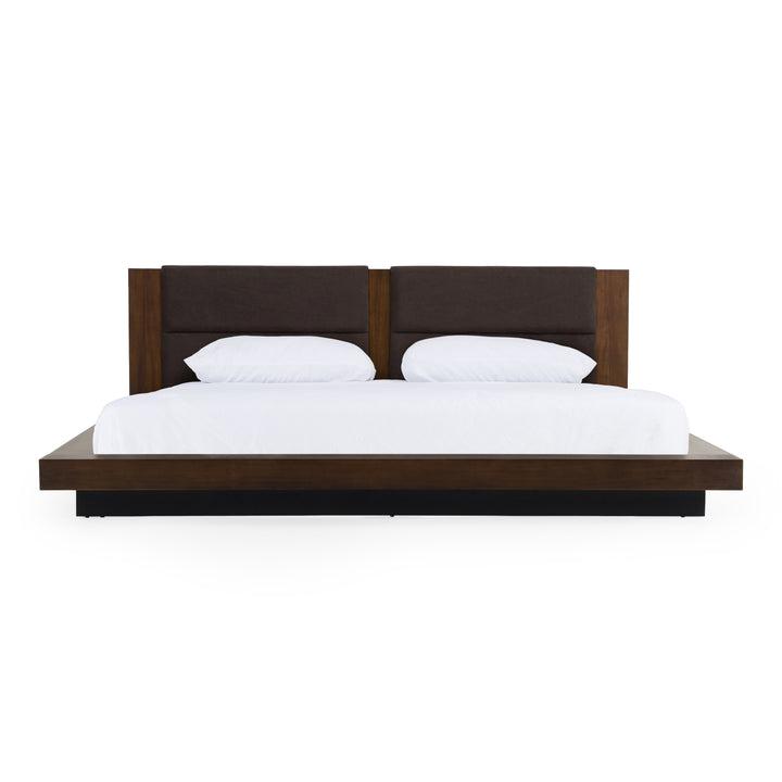 Fantasia - Dark Walnut/Dark Grey Bed and Two Nightstands