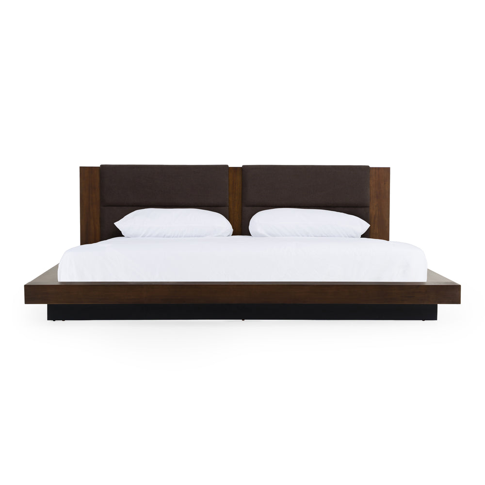 Fantasia - Dark Walnut/Dark Grey Bed and Two Nightstands