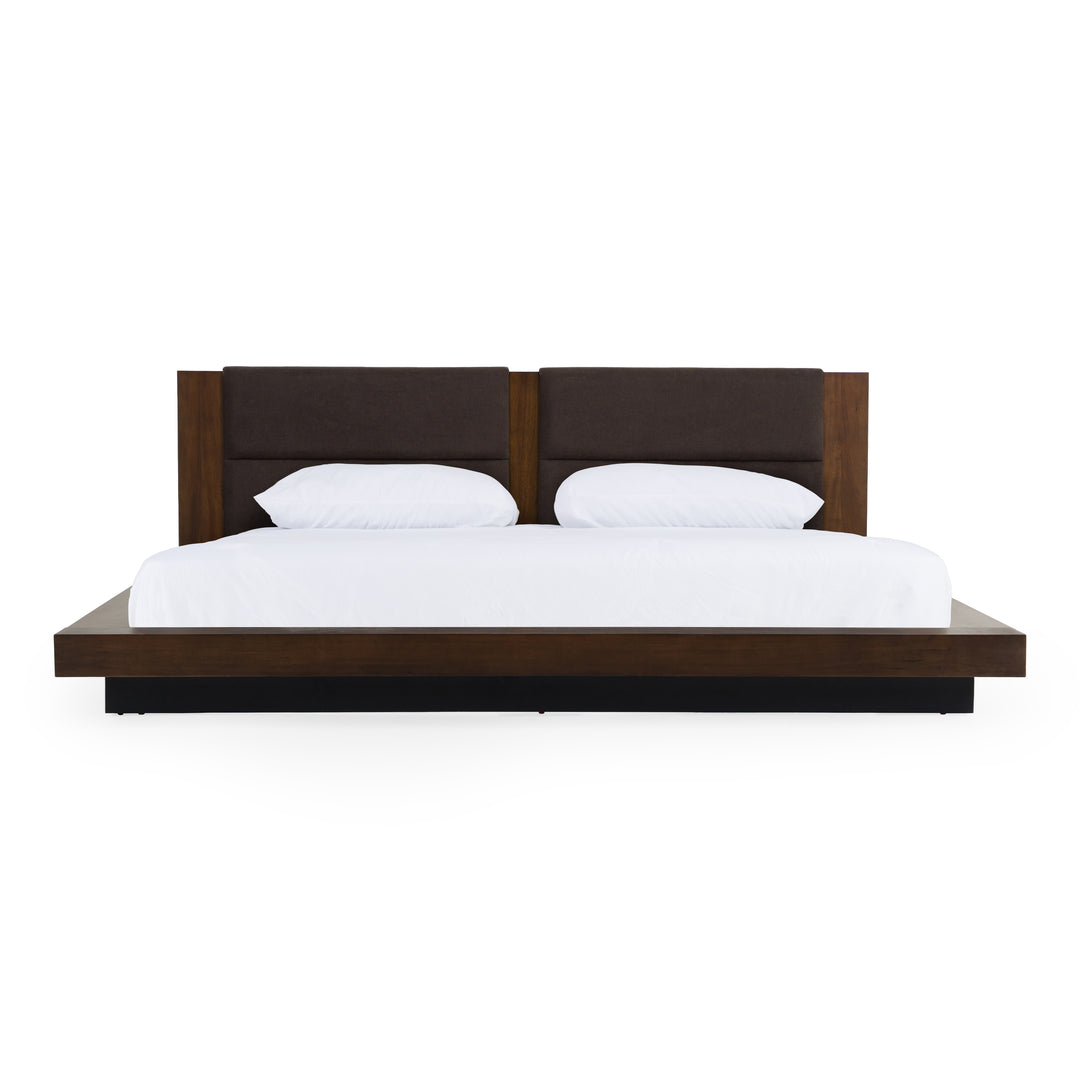 Fantasia - Dark Walnut/Dark Grey Bed and Two Nightstands