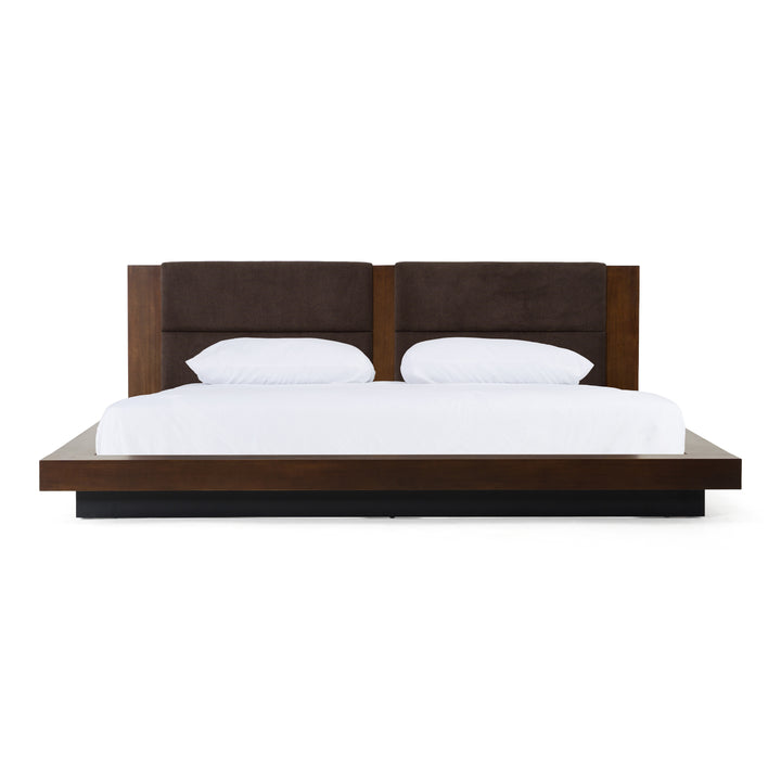 Fantasia  Dark Walnut/Dark Grey Bed and Two Nightstands