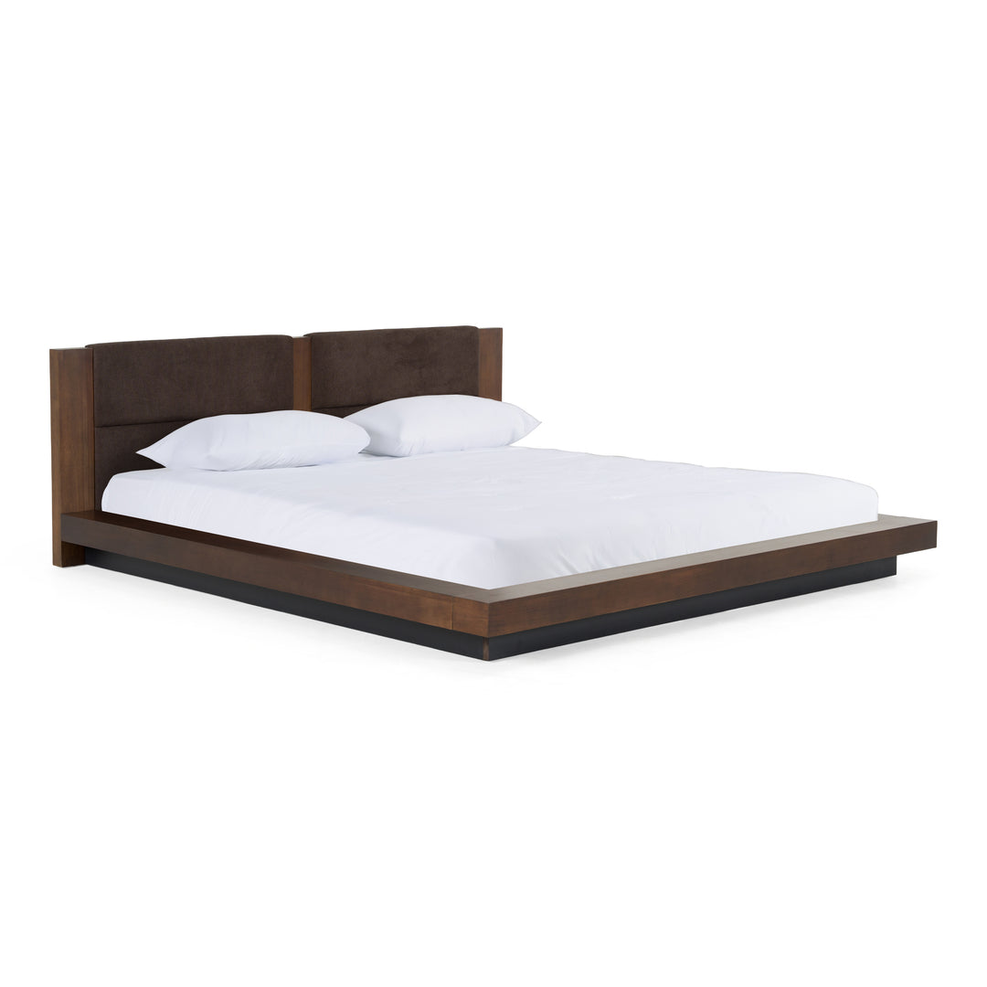 Fantasia  Dark Walnut/Dark Grey Bed and Two Nightstands