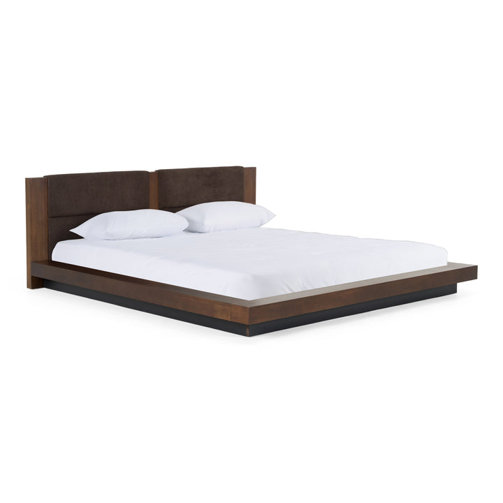 Fantasia  Dark Walnut/Dark Grey Bed and Two Nightstands