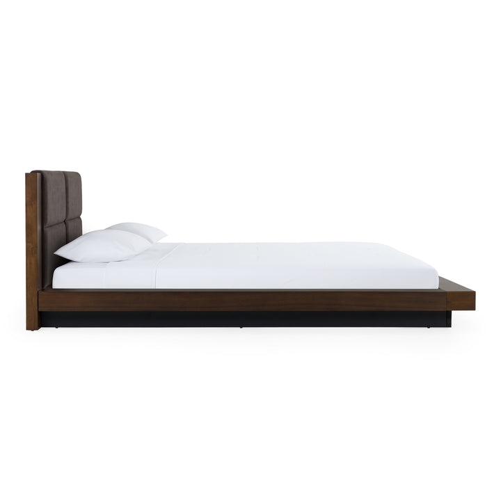Fantasia - Dark Walnut/Dark Grey Bed and Two Nightstands