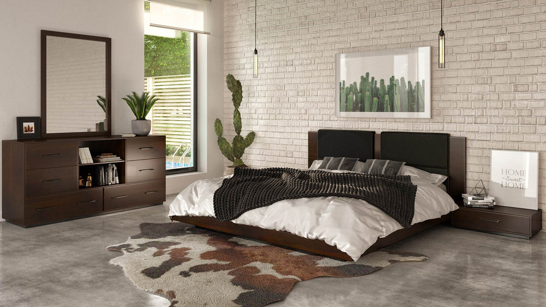 Fantasia  Contemporary Dark Walnut and Dark Grey Bed