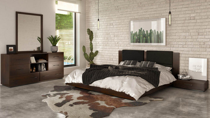 Fantasia  Contemporary Dark Walnut and Dark Grey Bed