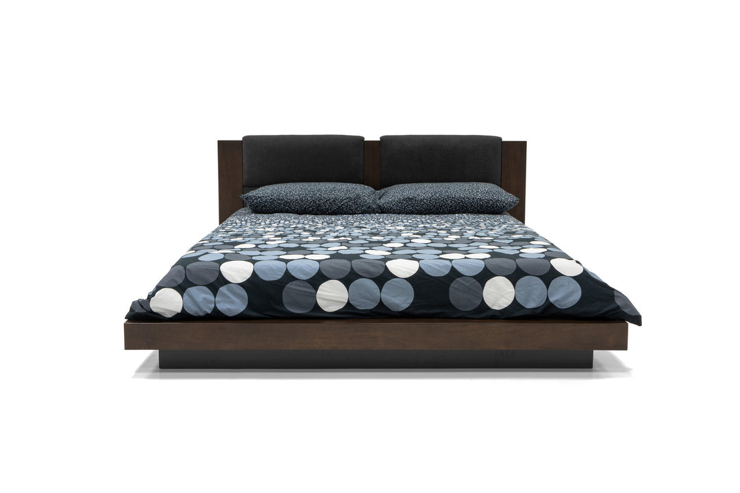 Fantasia - Dark Walnut/Dark Grey Bed and Two Nightstands