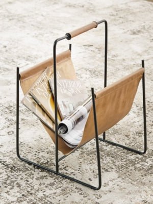 Faronworth Magazine Rack - Light Brown Storage Basket modern furniture Contempo Furniture