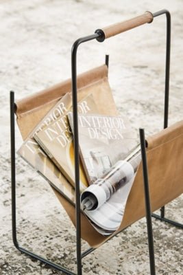 Faronworth Magazine Rack - Light Brown Storage Basket modern furniture Contempo Furniture