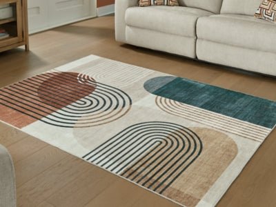 Farrendale Washable 5' x 7' Area Rug - Beige Washable Rug modern furniture Contempo Furniture