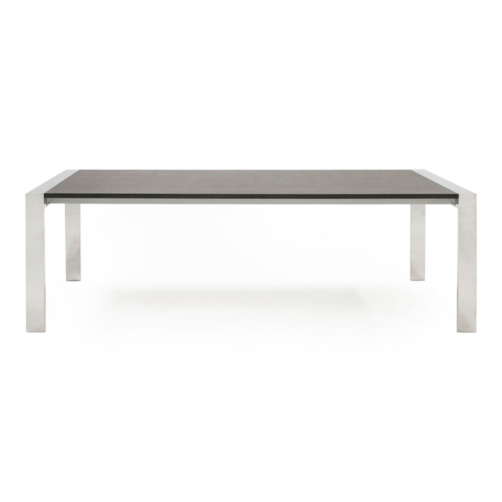 Fauna - Modern Elm Grey &amp; Stainless Steel Chrome Dining Table