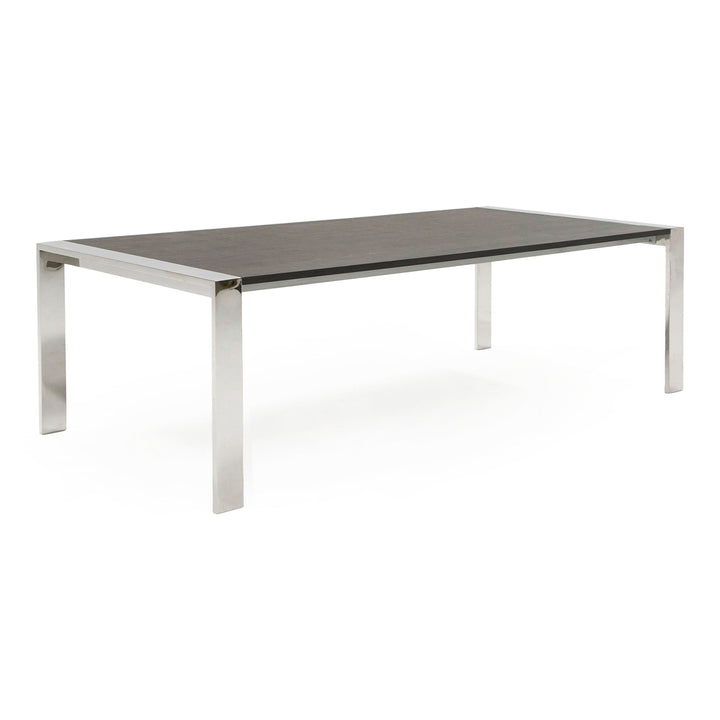 Fauna - Modern Elm Grey &amp; Stainless Steel Chrome Dining Table