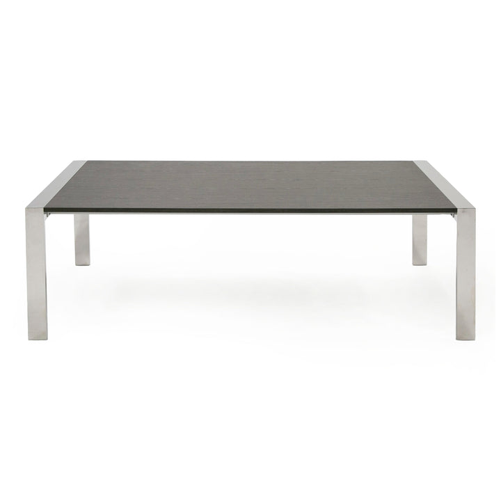 Fauna - Modern Elm Grey &amp; Stainless Steel Chrome Dining Table