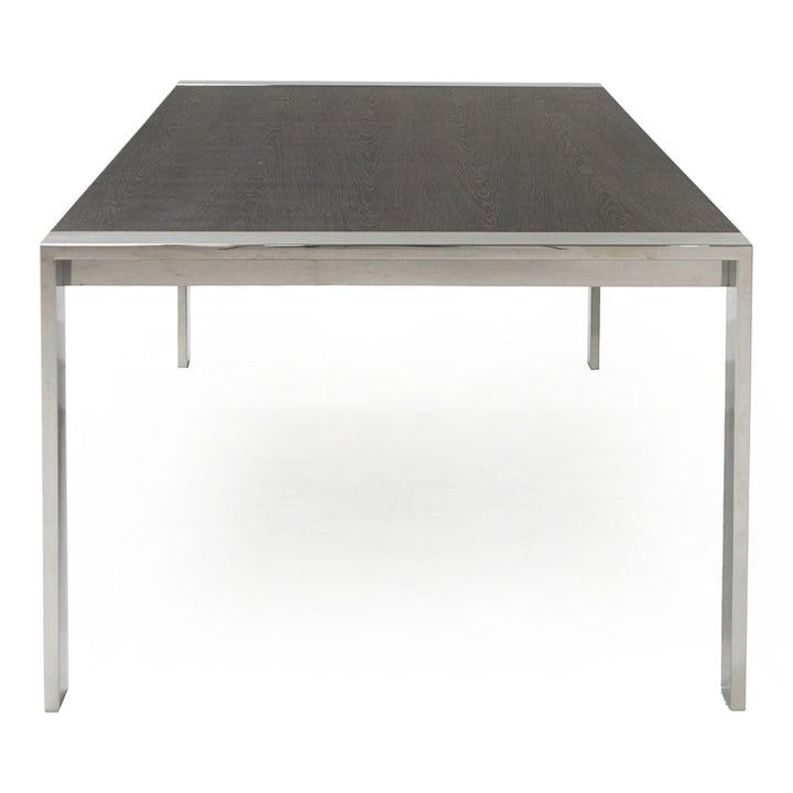 Fauna - Modern Elm Grey &amp; Stainless Steel Chrome Dining Table
