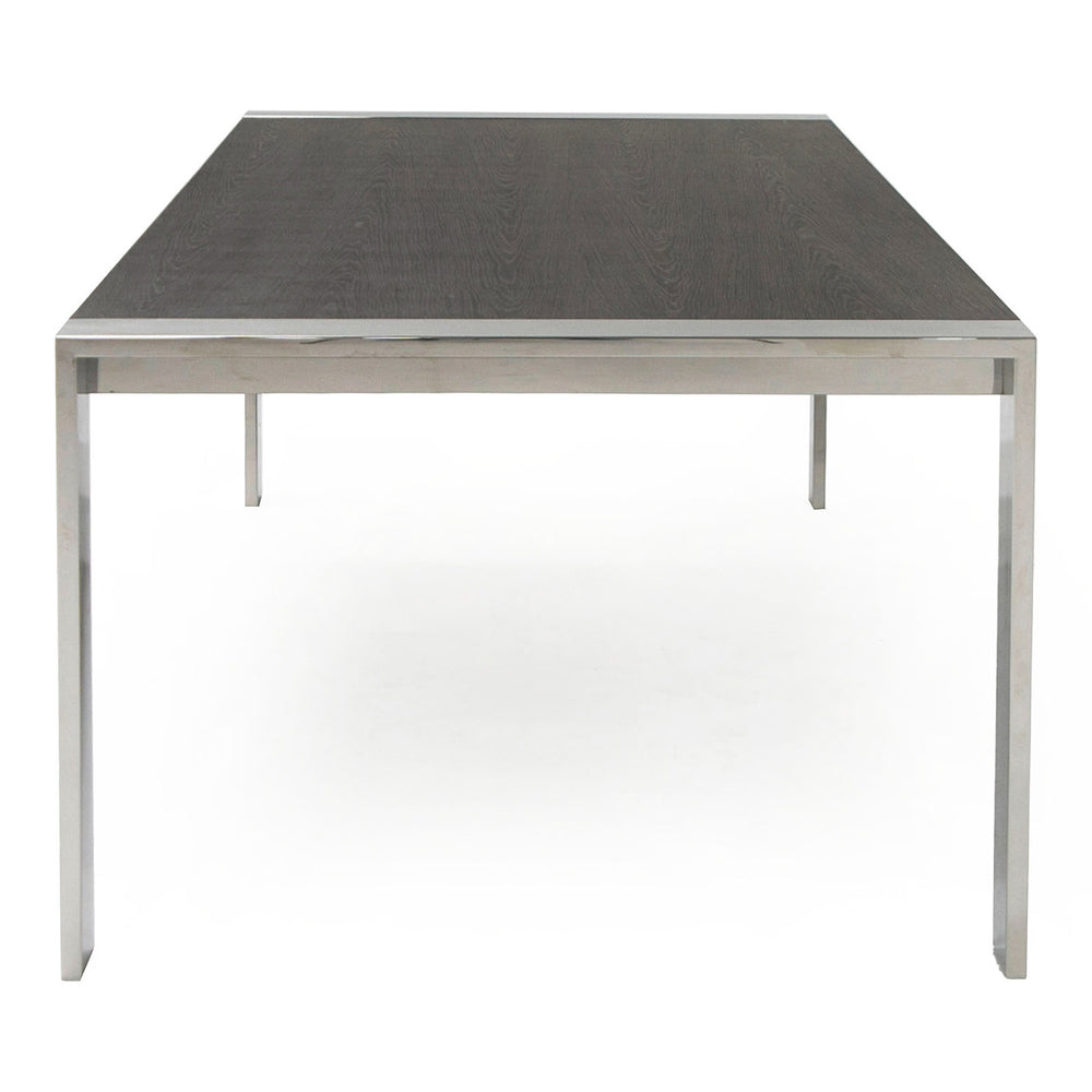 Fauna - Modern Elm Grey & Stainless Steel Chrome Dining Table - View 9