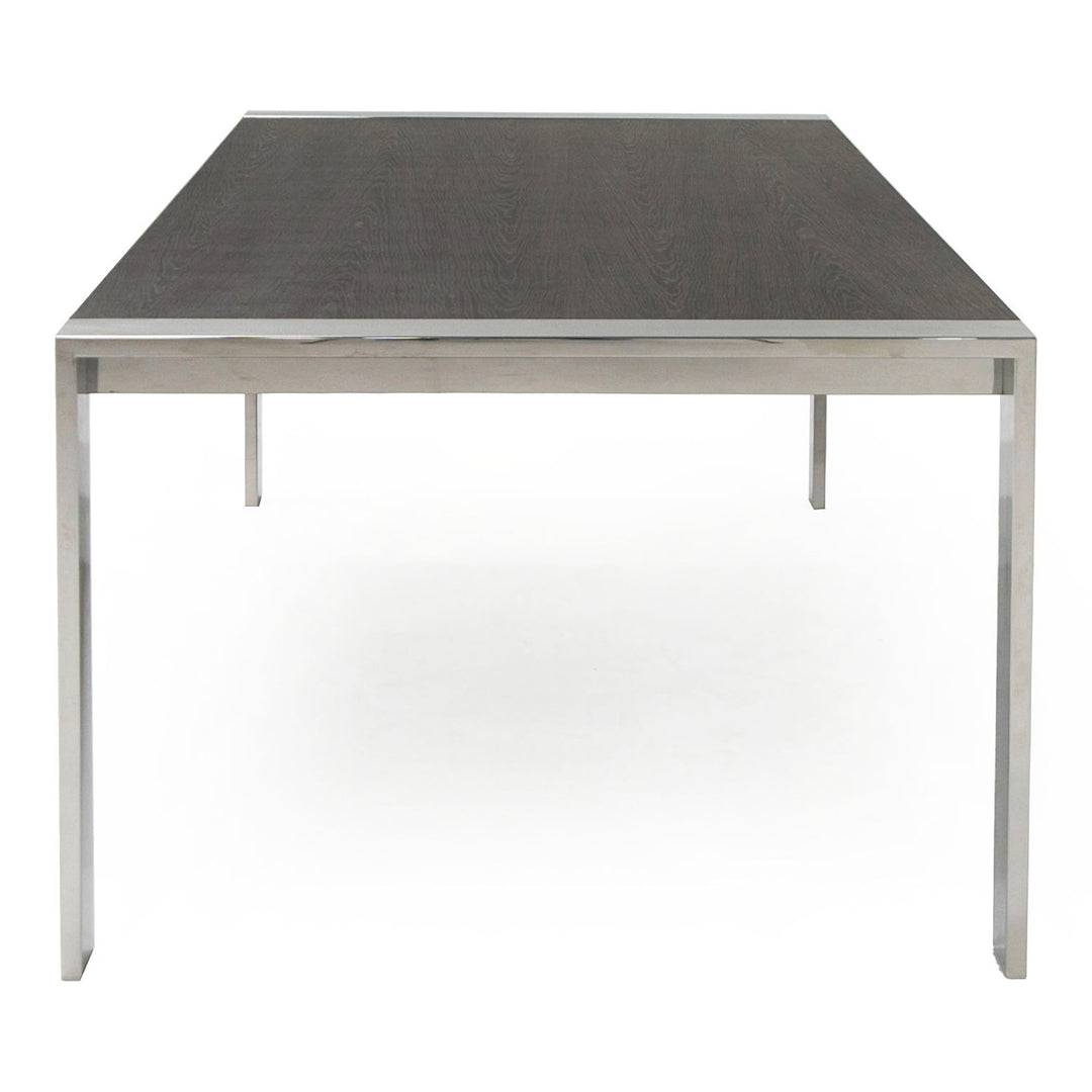 Fauna - Modern Elm Grey & Stainless Steel Chrome Dining Table