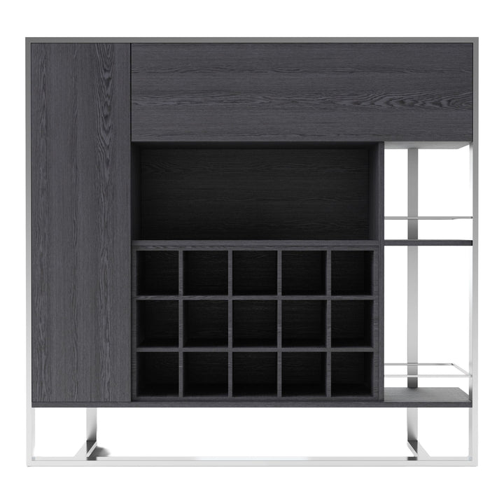 Fauna - Elm Grey &amp; Stainless Steel Wine Cabinet