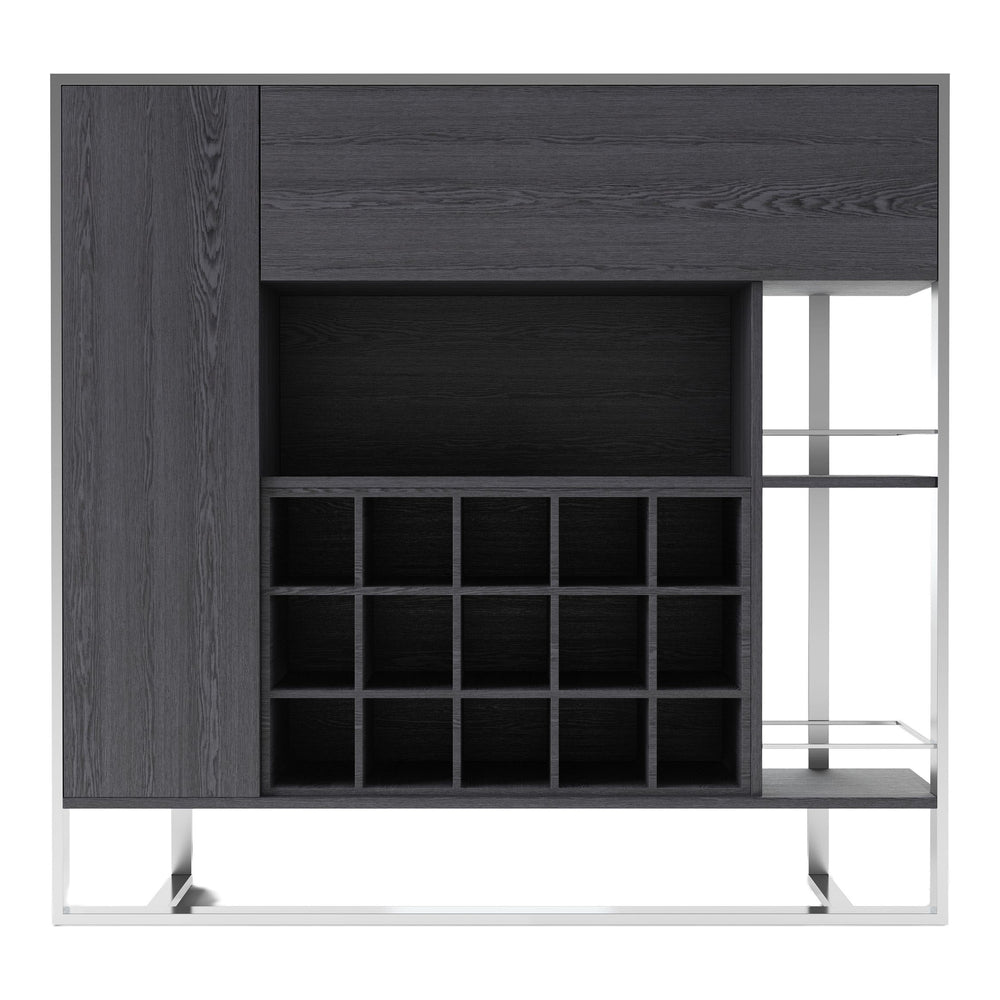 Fauna - Elm Grey & Stainless Steel Wine Cabinet