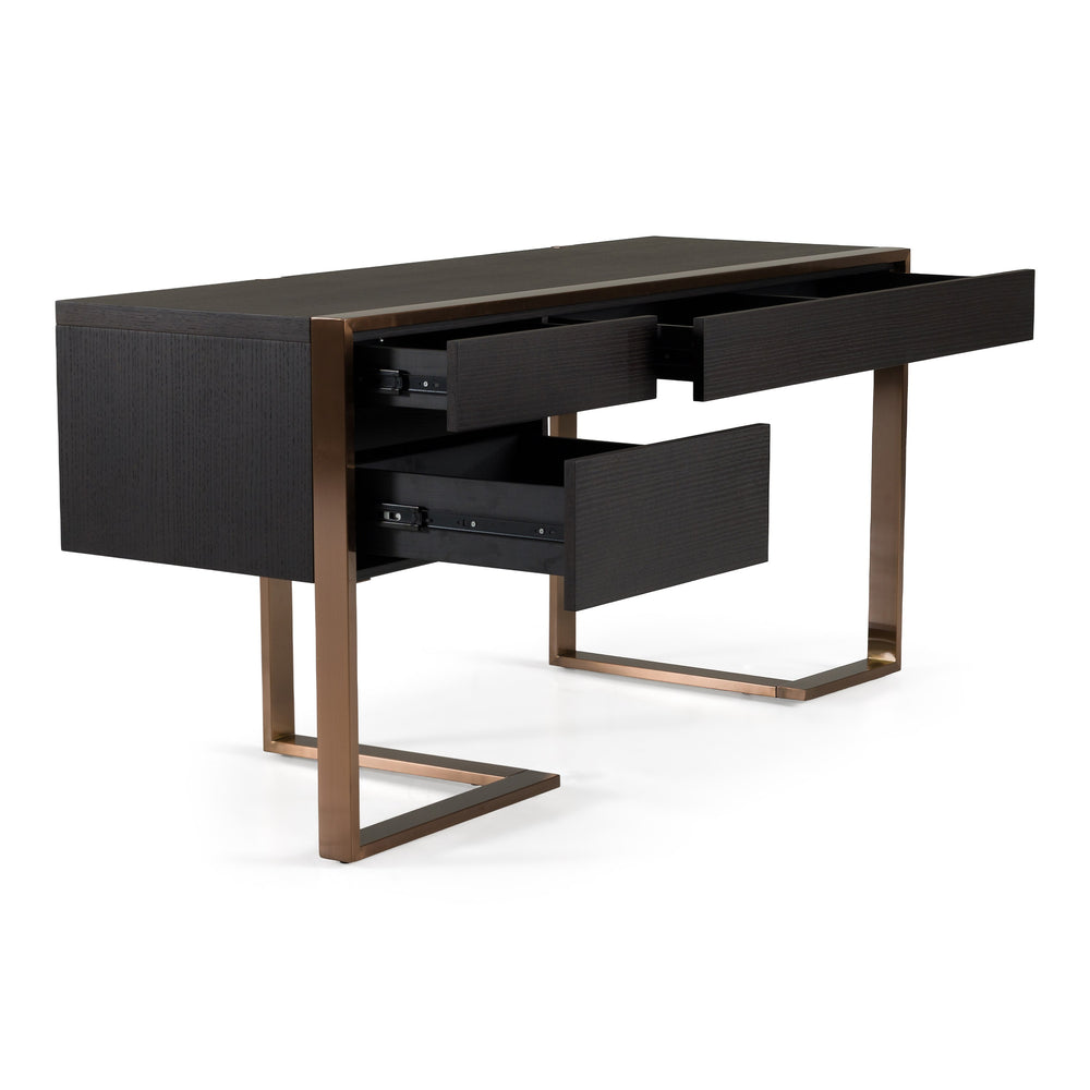 Modern Fauna Wenge and Rosegold Desk - View 3