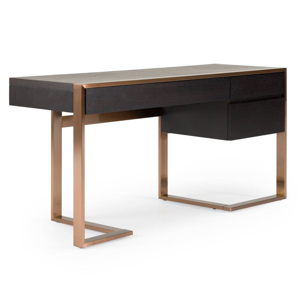 Modern Fauna Wenge and Brass Desk - View 2