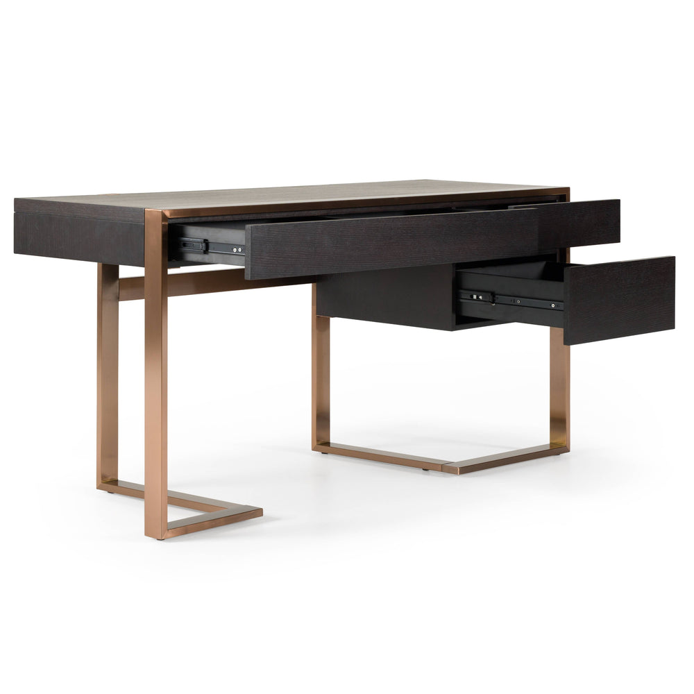 Modern Fauna Wenge and Brass Desk - View 5