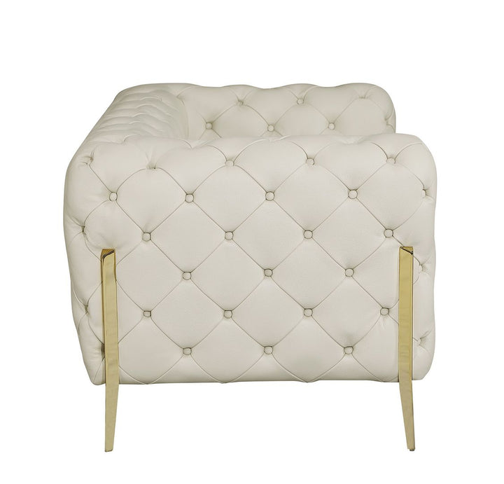 DivanItalia 970 Loveseat in Top-Grain Italian Leather - Cream