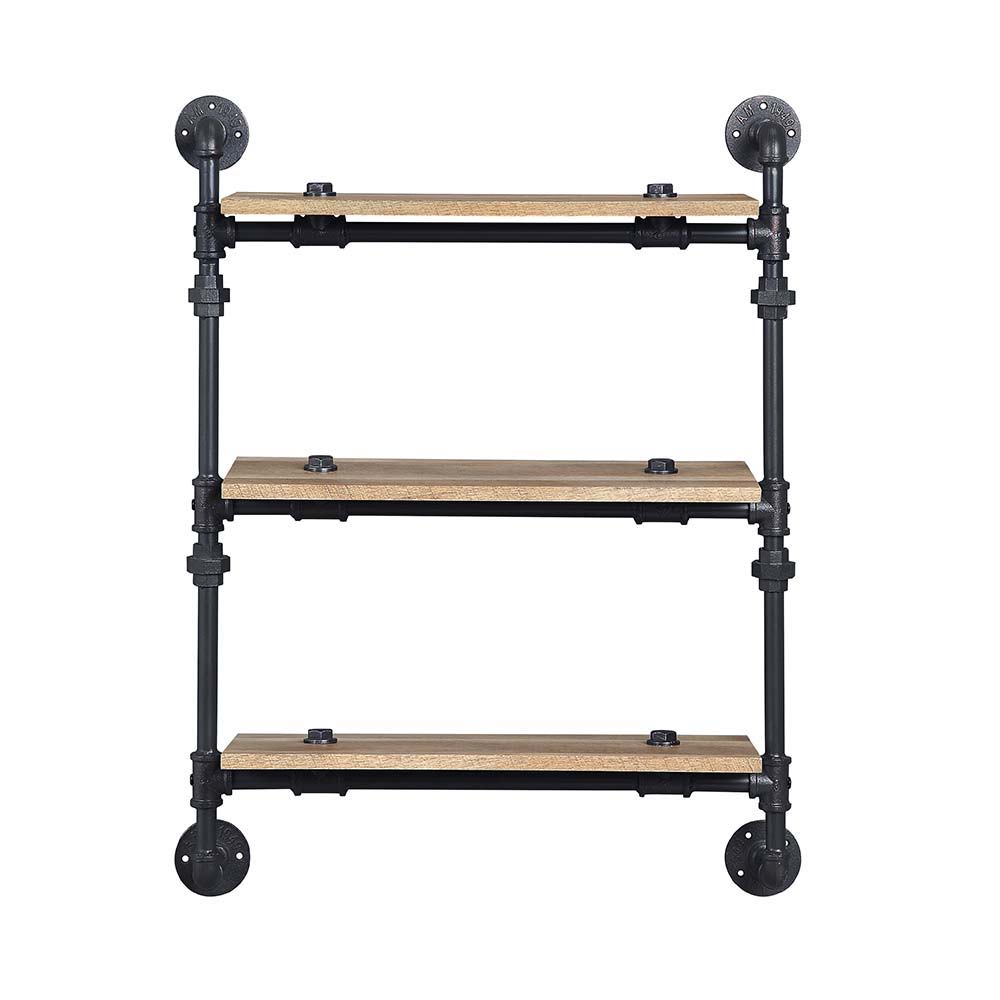 Brantley - 35" Wall Rack With 3 Shelves - Oak & Sandy Black